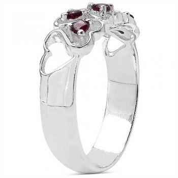 Granat-Herzen-Ring-925 Sterling Silber Rhodiniert-0,30 Karat