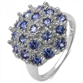 Edler Tansanit-Ring-925 Sterling Silber Rhodiniert-1,30 Karat
