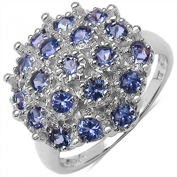 Edler Tansanit-Ring-925 Sterling Silber Rhodiniert-1,30 Karat