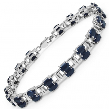 Schwarzes Saphir Armband in 925 Silber Rhodin.11,90 Karat