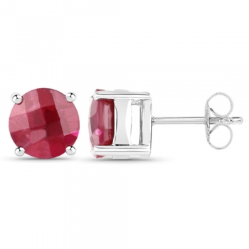 Ohrringe/Ohrstecker Rubin-925 Sterling Silber- Rhodiniert-5,56 Karat