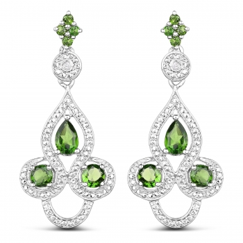 Grüne Russische Chromdiopsid/Weißtopas-Ohrringe/Stecker 2,28 Karat
