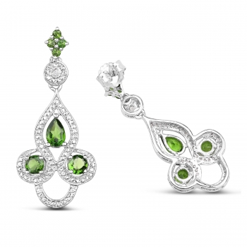 Grüne Russische Chromdiopsid/Weißtopas-Ohrringe/Stecker 2,28 Karat