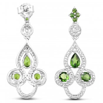 Grüne Russische Chromdiopsid/Weißtopas-Ohrringe/Stecker 2,28 Karat