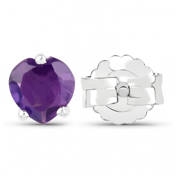 Ohrstecker Herz-Sterling Silber-Rhodin.-mit Amethyst 0,90 Karat
