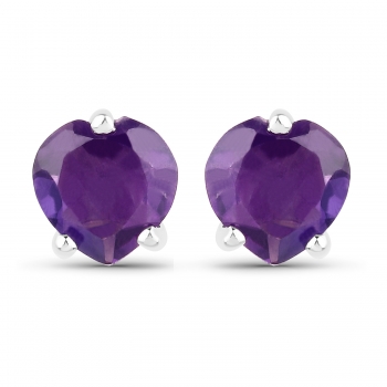 Ohrstecker Herz-Sterling Silber-Rhodin.-mit Amethyst 0,90 Karat