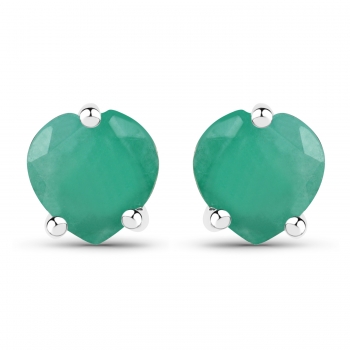 Ohrstecker Smaragd-Herzen-925 Sterling Silber-Rhodiniert-0,90 Karat