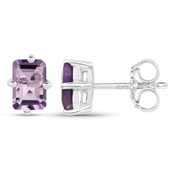 Ohrringe/Ohrstecker rechteckige Amethyste 925 Sterling Silber Rhod.-1,70 Karat