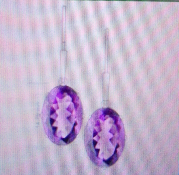 Schmuck-SET: 3-teilig-Facettierte große Amethyste-925 Silber mit Platin-Überzug-31,60 Karat