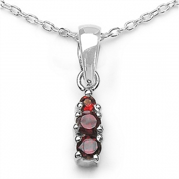 Collier/Halskette mit Granat Anhänger 925-Sterling-Silber-Rhodiniert