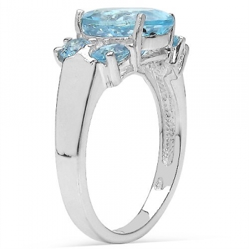 Strahlender Diamant/BlueTopas-Ring- 925 Sterling Silber-4,28 Karat