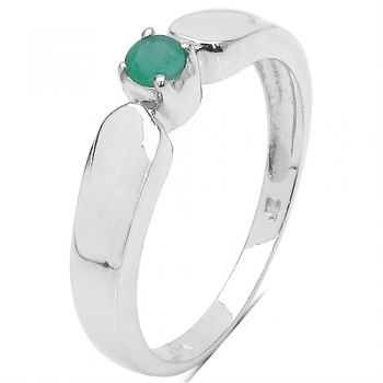 Smaragd-Ring-925 Sterling Silber Rhodiniert-0,10 Karat