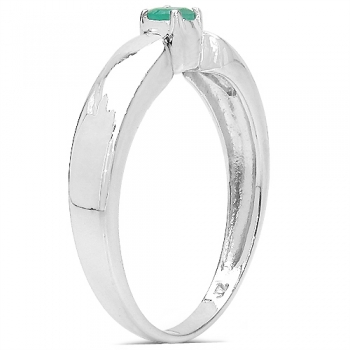 Smaragd-Ring-925 Sterling Silber Rhodiniert-0,10 Karat