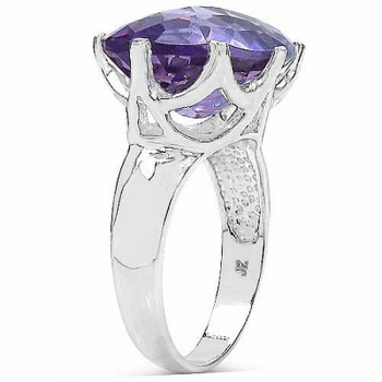 Schmuck-SET: 3-teilig-Facettierte große Amethyste-925 Silber mit Platin-Überzug-31,60 Karat