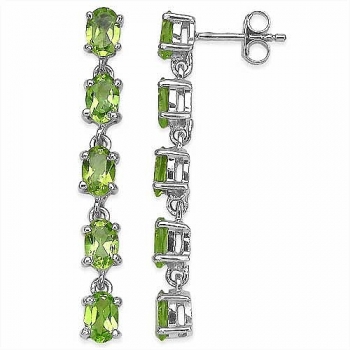 Ohrringe/Ohrstecker mit 10 Peridots-925 Silber-Rhodiniert-4,50 Karat