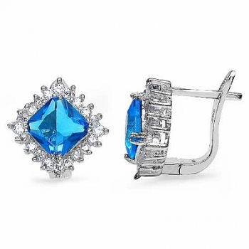 Collier/Kette mit blauem und weißen Zirkonia-Anhänger-21 Steine