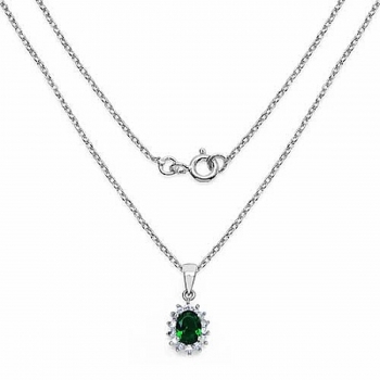 Collier/Kette mit Peridot-grünem und weißem Zirkonia-Anhänger