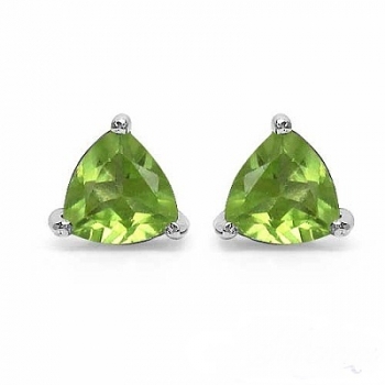 Ohrringe/Ohrstecker Peridot Trillion (Dreiecke)-Silber/Rhodiniert-0,90 Karat