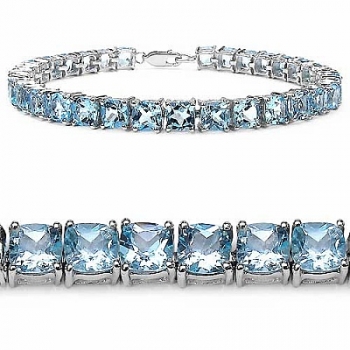 Bezauberndes Edles Blautopas Armband Silber-Rhodiniert 21,45 Karat-33 Edelsteine