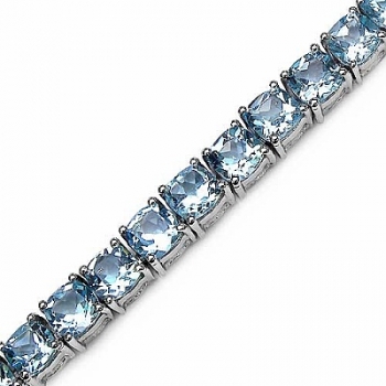 Bezauberndes Edles Blautopas Armband Silber-Rhodiniert 21,45 Karat-33 Edelsteine