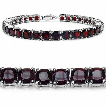 Bezauberndes Edles Granat Armband 925 Silber-Rhodiniert 22,11 Karat-33Edelsteine