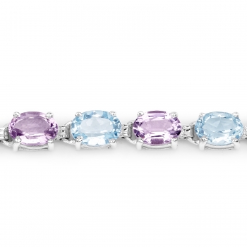 Blautopas-Pink Amethyst-Armband 925 Silber-Rhodiniert-10,48 Karat