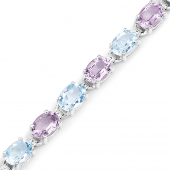 Blautopas-Pink Amethyst-Armband 925 Silber-Rhodiniert-10,48 Karat