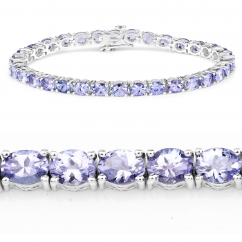 Edles Tansanit-Armband 925 Sterling Silber-11 Karat-33 Edelsteine