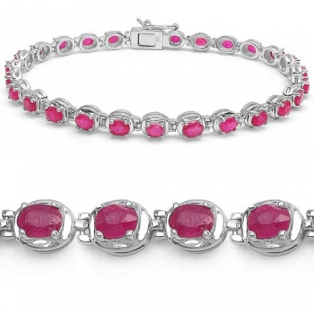 Elegantes Rubin Armband-925 Silber-Rhodiniert-6,75 Karat-27 Edelsteine