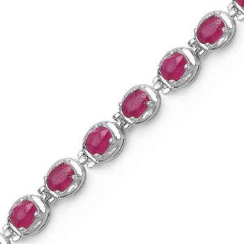 Elegantes Rubin Armband-925 Silber-Rhodiniert-6,75 Karat-27 Edelsteine