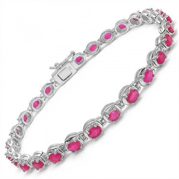 Elegantes Rubin Armband-925 Silber-Rhodiniert-6,75 Karat-27 Edelsteine