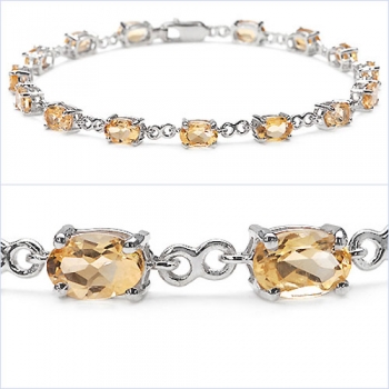 Bezauberndes Citrin Armband-925 Silber Rhodiniert-6,75 Karat