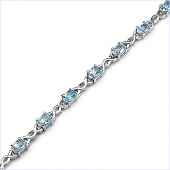 Edles Blautopas Armband 925 Silber-Rhodiniert-7,80 Karat