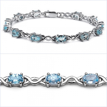 Edles Blautopas Armband 925 Silber-Rhodiniert-7,80 Karat