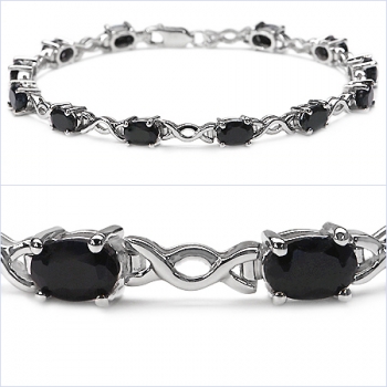 Schwarzes Saphir Armband mit 12 Edelsteinen - 7,80 Karat