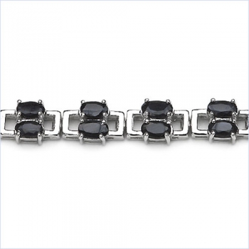 Schwarzes Saphir Armband in 925 Silber Rhodin.11,90 Karat