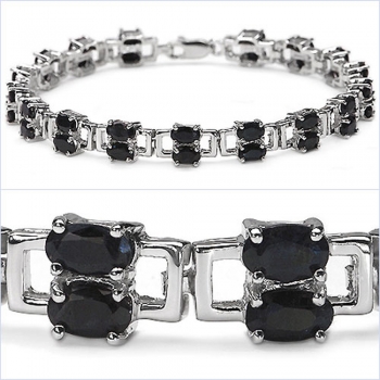 Schwarzes Saphir Armband in 925 Silber Rhodin.11,90 Karat
