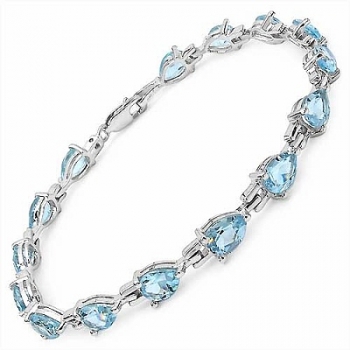 Bezauberndes Blautopas-Tropfen-Armband/925 Silber-Rhodiniert-12,75 Karat