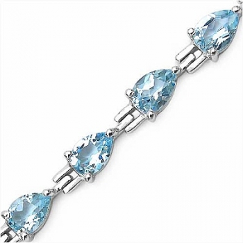 Bezauberndes Blautopas-Tropfen-Armband/925 Silber-Rhodiniert-12,75 Karat