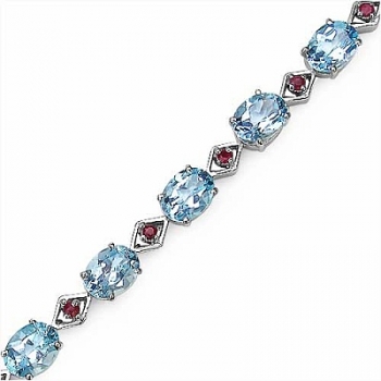 Edles Blautopas-Rubin Armband 925 Silber-15,45 Karat