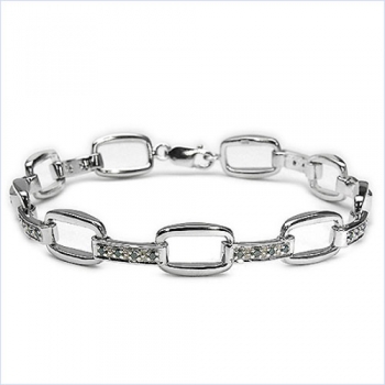 Edles Grüne-Diamanten Armband-Silber Rhod.32 Edelsteine