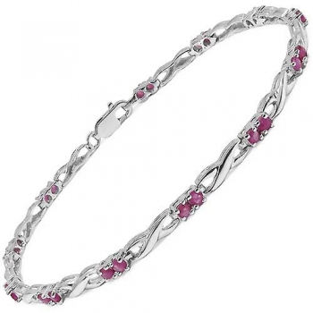 Rubin Armband-925 Silber-Rhodiniert-24 Edelsteine-1,74 Karat