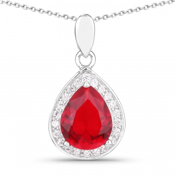 Schmuck-SET Zirkonia rot/weiß-Collier,Anhänger,Ohrringe 63 Zirkonia-Sterling Silber