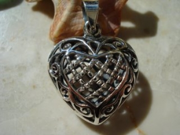 Collier/Anhänger filigranes Herz-925 Sterling Silber