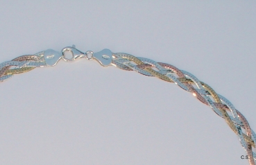 4-reihiges Zopf-Armband geflochten-925 Sterling Silber-Gelbgold-Rotgold