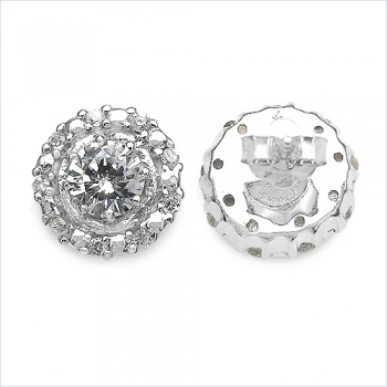 Große Ohrringe/Ohrstecker mit 20 weißen Zirkonia-925 Sterling-Silber-3,14 Karat
