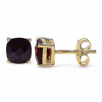 Ohrringe/Ohrstecker Granat-Prinzessschliff-2,60 Karat-Silber-vergoldet 14 Karat