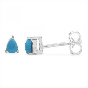Ohrringe/Ohrstecker-Echte Türkis-Tropfen-925 Silber Rhodiniert 0,30 Karat