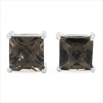 Ohrstecker Seltener Smoky-Topas/Rauchquarz-Silber Rhodiniert-1,30 Karat