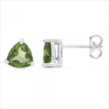 Ohrringe/Ohrstecker Trillion (Dreiecke)-Peridot-925Silber-Rhodiniert-2,00 Karat